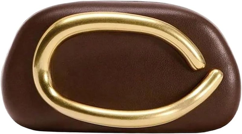 Tasysain Women PU Leather Metal Handle Handbag Trendy Commuting Compact Stone Purse Hand-held Causal Shoulder Clutch Bag - Image 1